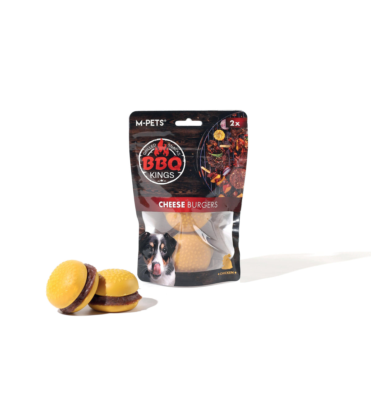Cheeseburger Şeklinde Rawhide İçermeyen Köpek Ödül Maması M-Pets BBQ Kings Cheese Burgers