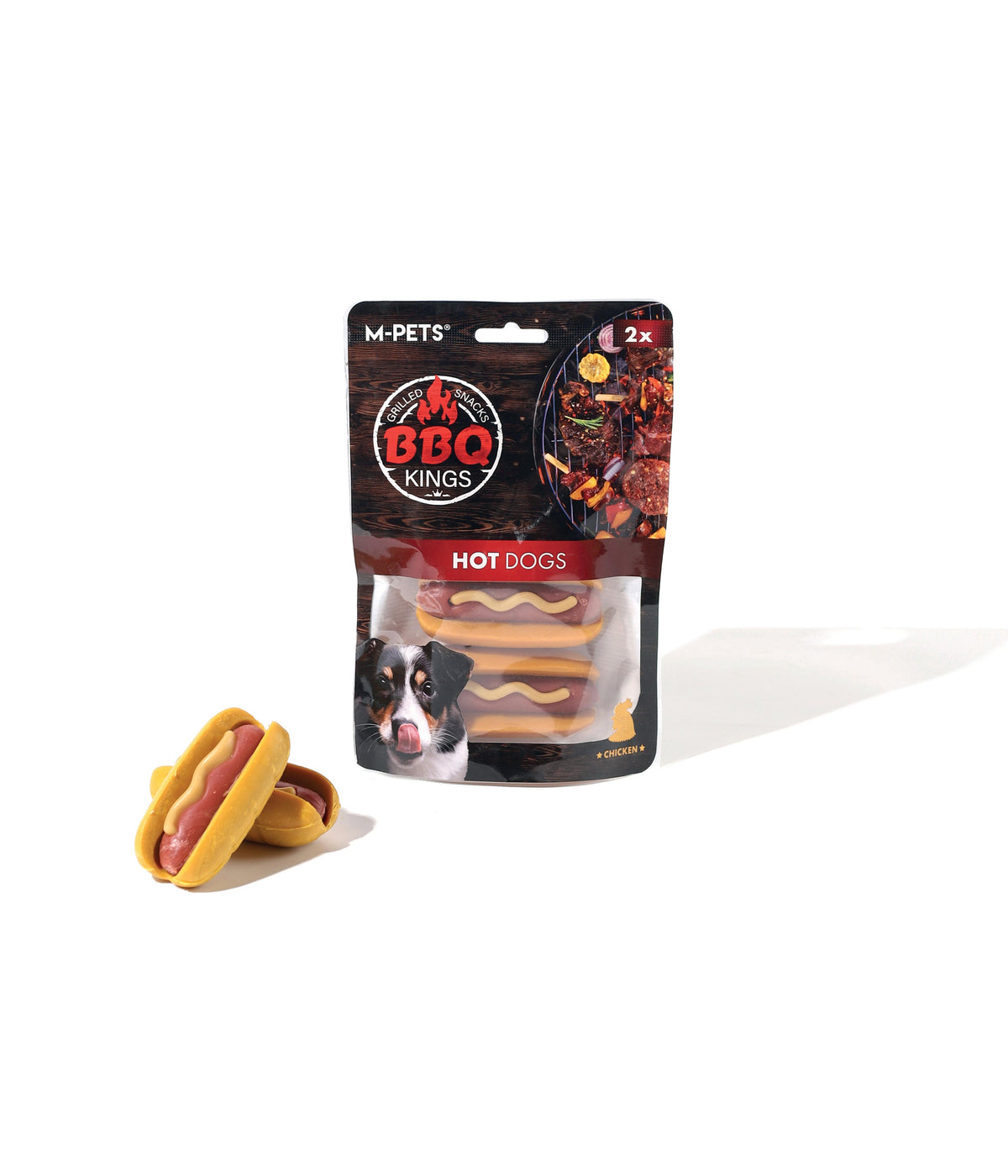 Hot Dog Şeklinde Rawhide İçermeyen Köpek Ödül Maması M-Pets BBQ Kings Hot Dog