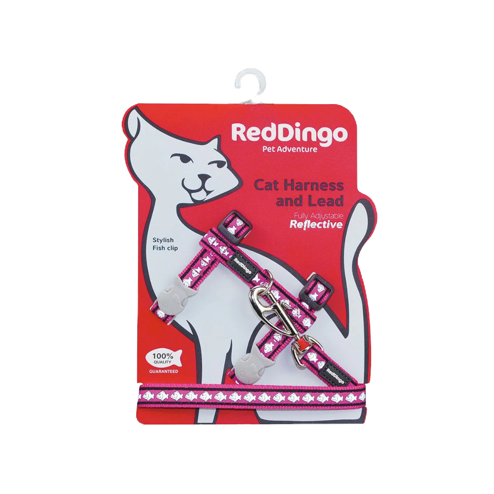 Red Dingo Red Dingo Reflektörlü Fish – Kedi Göğüs Tasması ve Kayış Seti image 0
