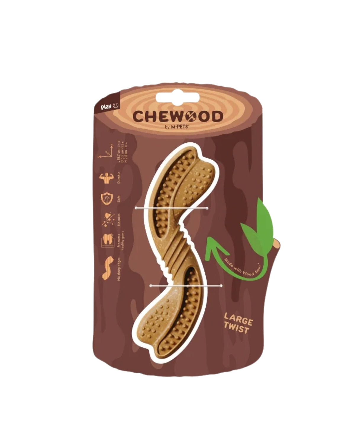 Ağır Çiğneyenler İçin Naylon ve Çam Ağacı Burgu Çiğneme Oyuncağı M-Pets Chewood Twist