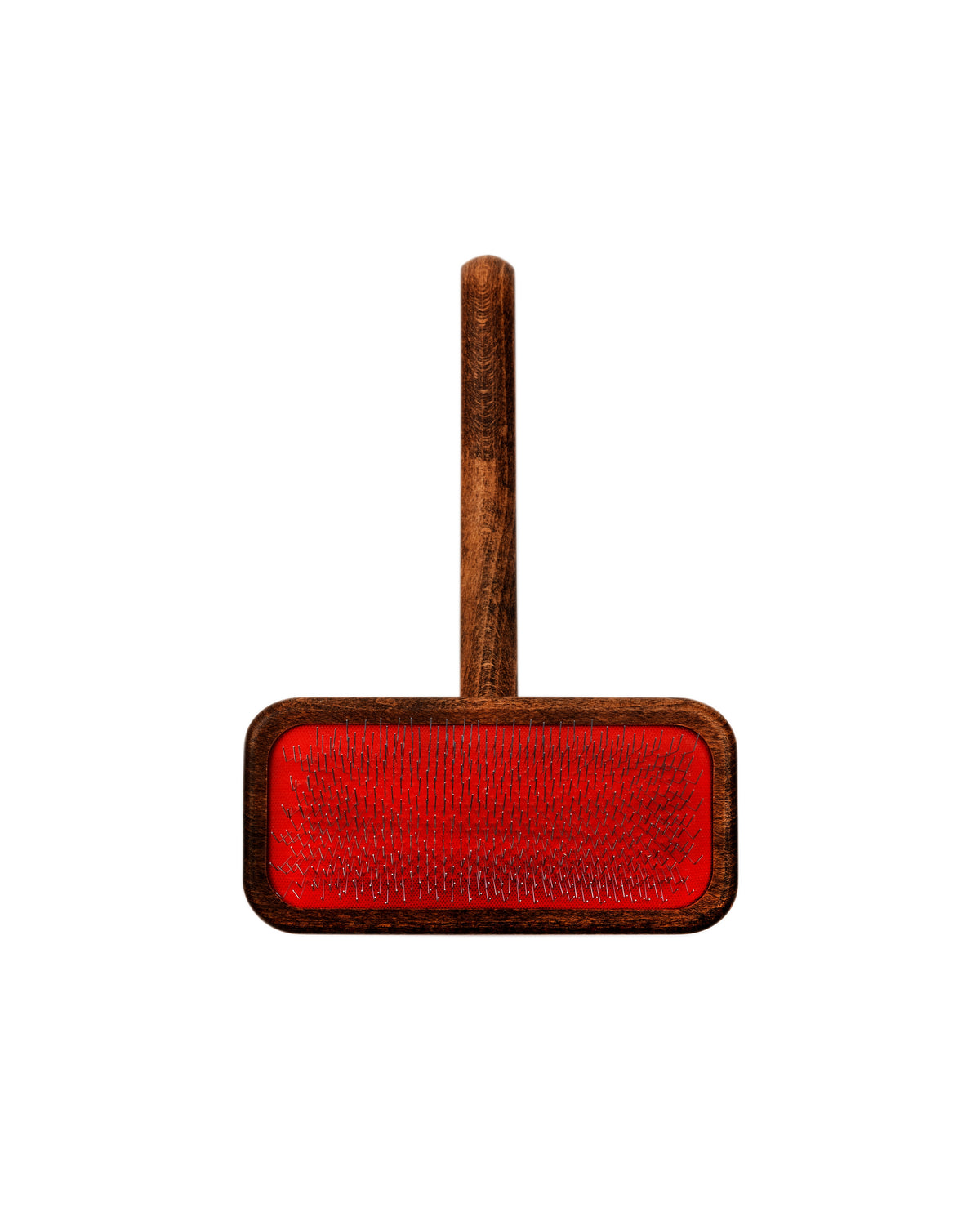 Ahşap Saplı Profesyonel Tarak Fırça Iv San Bernard Slicker Brush — Kırmızı