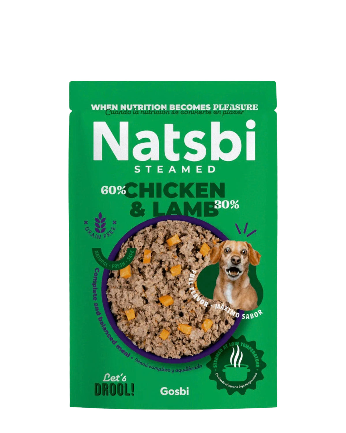 Buharda Pişirilmiş Tavuk ve Kuzulu Köpek Maması Gosbi Natsbi Steamed Dog Chicken & Lamb