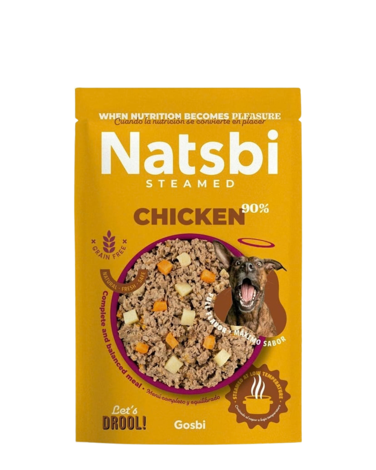 Buharda Pişirilmiş Tek Proteinli Tavuklu Köpek Maması Gosbi Natsbi Steamed Dog Chicken