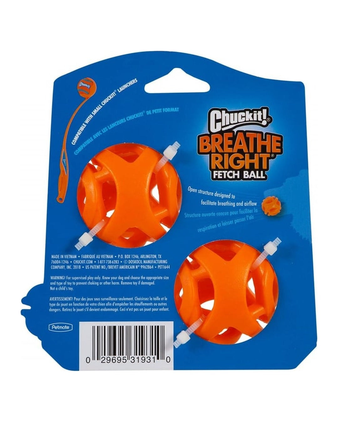 Chuckit Breathe Right Fetch Ball ambalaj arka yüzü