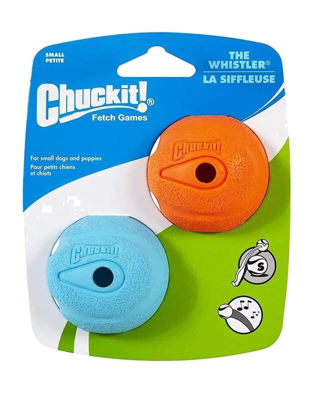 Chuckit The Whistler ıslık çalan köpek topu S beden 2'li paket