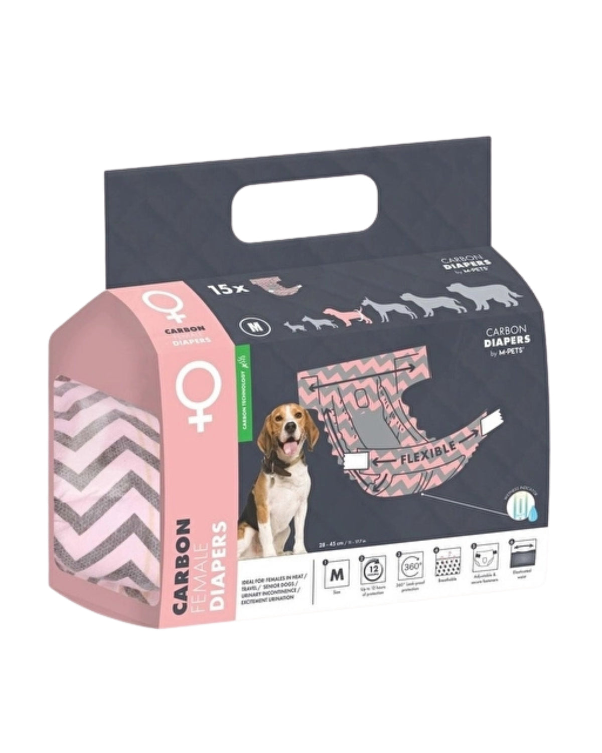 Carbon Dişi Köpek Bezi M 15'li M-Pets CARBON DIAPERS Female Dog M 15 pcs