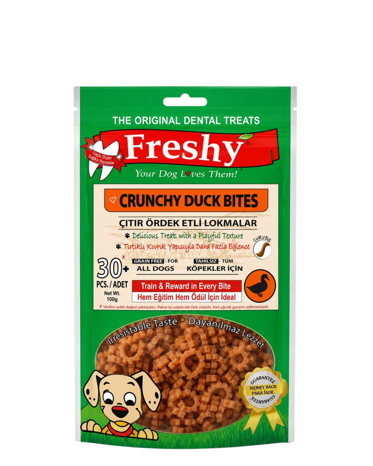Çıtır Ördek Etli Tahılsız Eğitim Ödülü Köpek Maması Freshy Crunchy Duck Bites 100 g