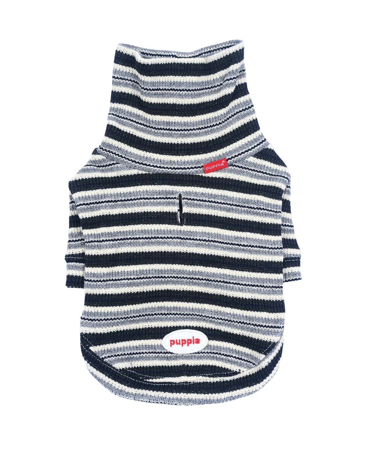 Çizgili Balıkçı Yaka Siyah Köpek Kazağı Puppia Heritage Turtleneck Sweater