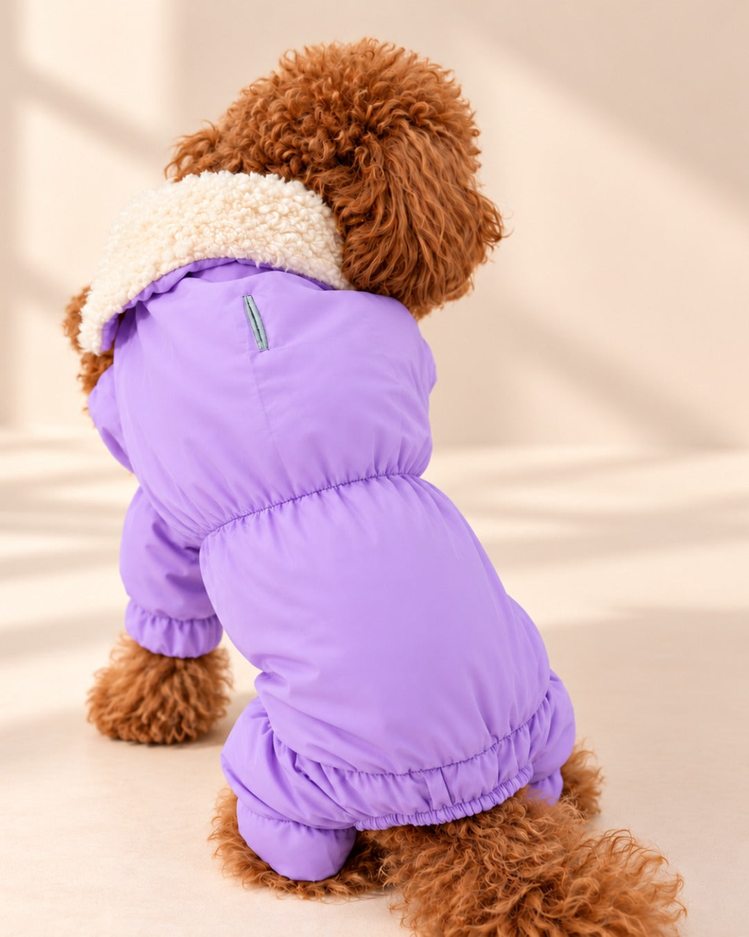 Peluş Yakalı Lila Köpek Yağmurluk Tulum Mont Doredog