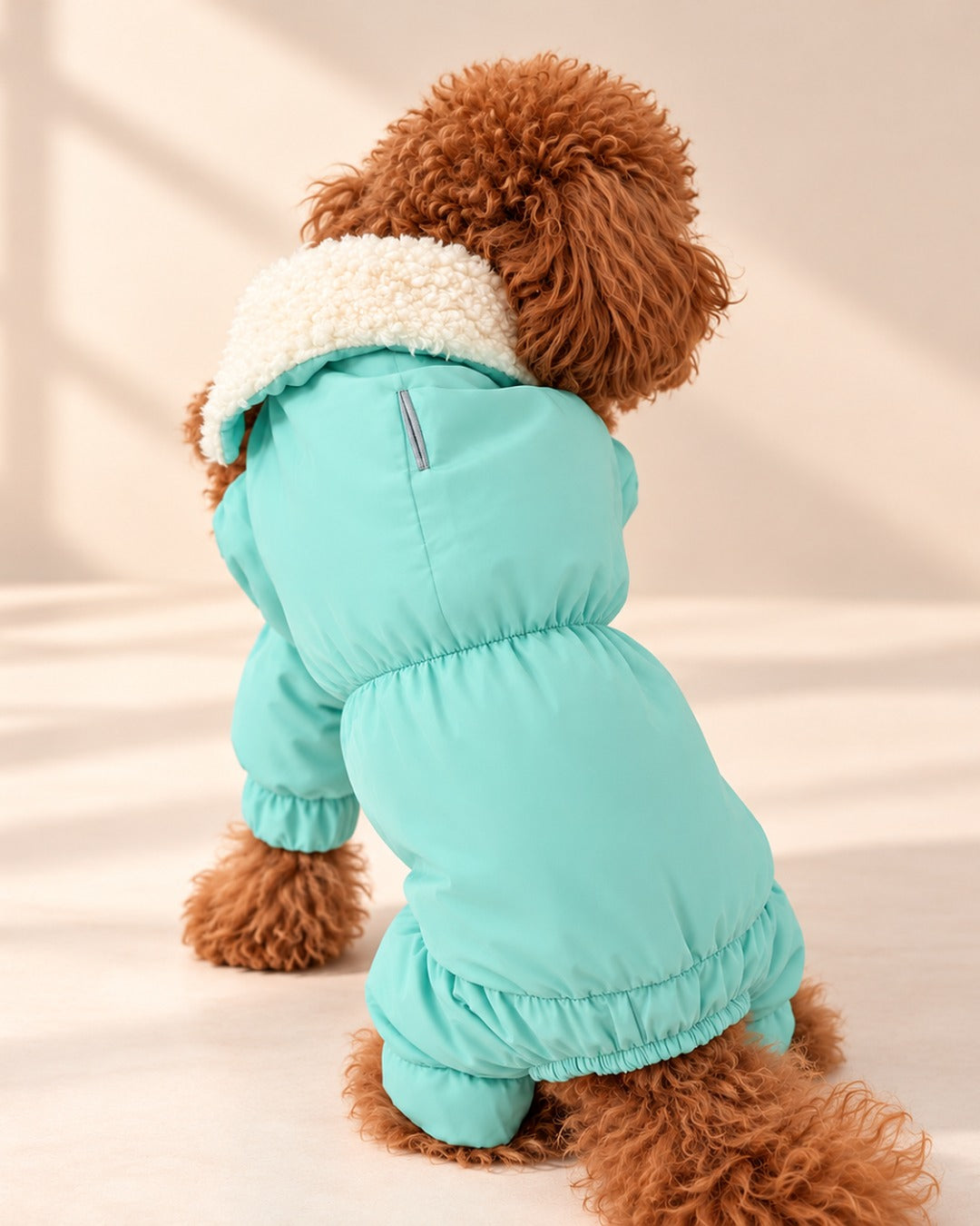 Peluş Yakalı Mint Yeşili Köpek Yağmurluk Tulum Mont Doredog