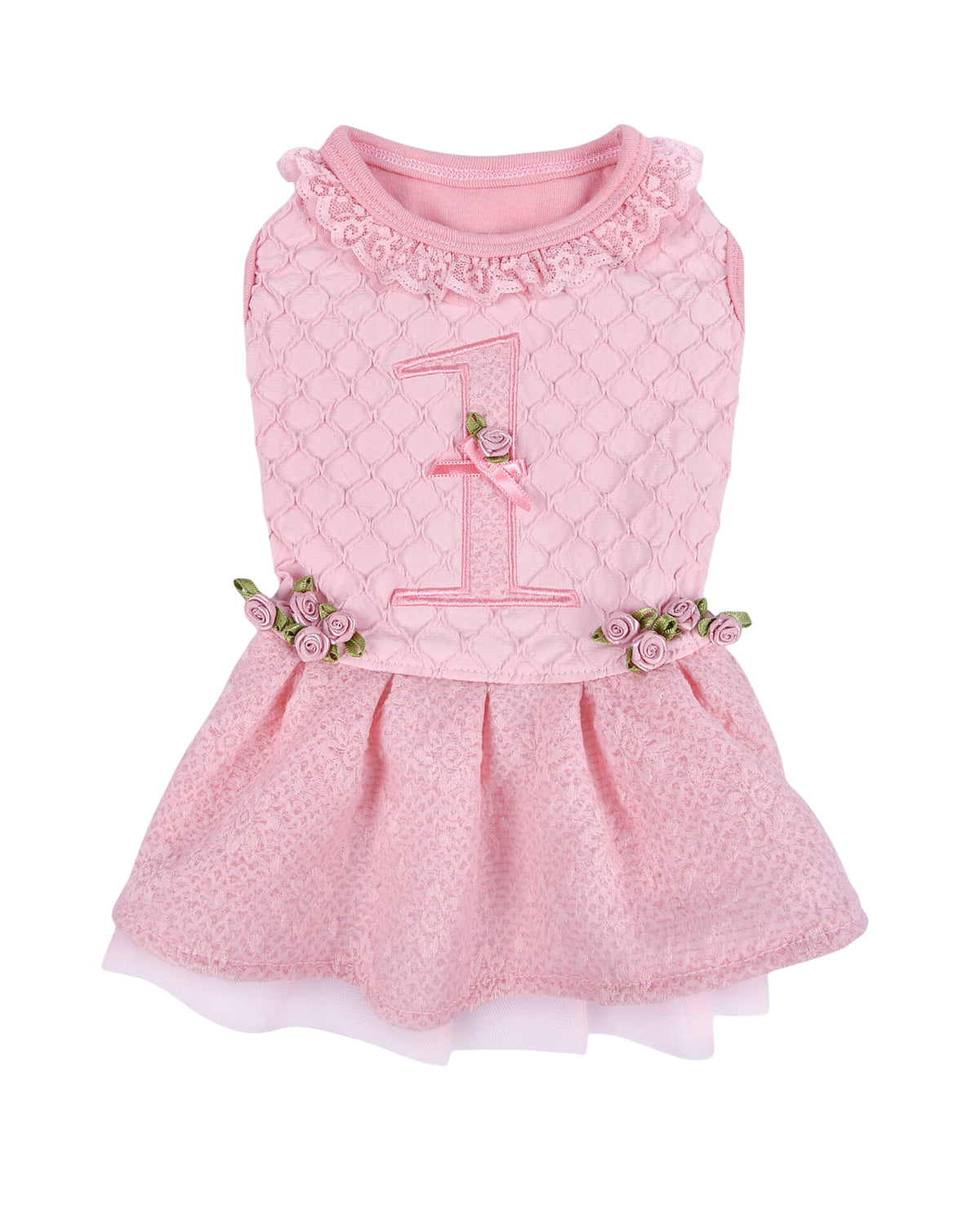 Dantel Yakalı Güllü Pembe Köpek Elbisesi Pinkaholic Majesty Dress