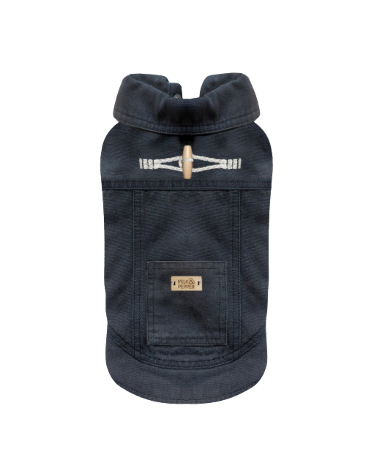 Denizci Tarzı Pamuklu Köpek Ceketi Milk&Pepper Yann Jean Jacket