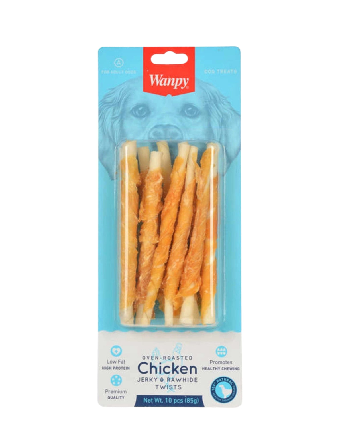 Deri Burgu Çubuk Üzerine Tavuk Sarılı Köpek Ödülü Wanpy Oven Roasted, 85gr