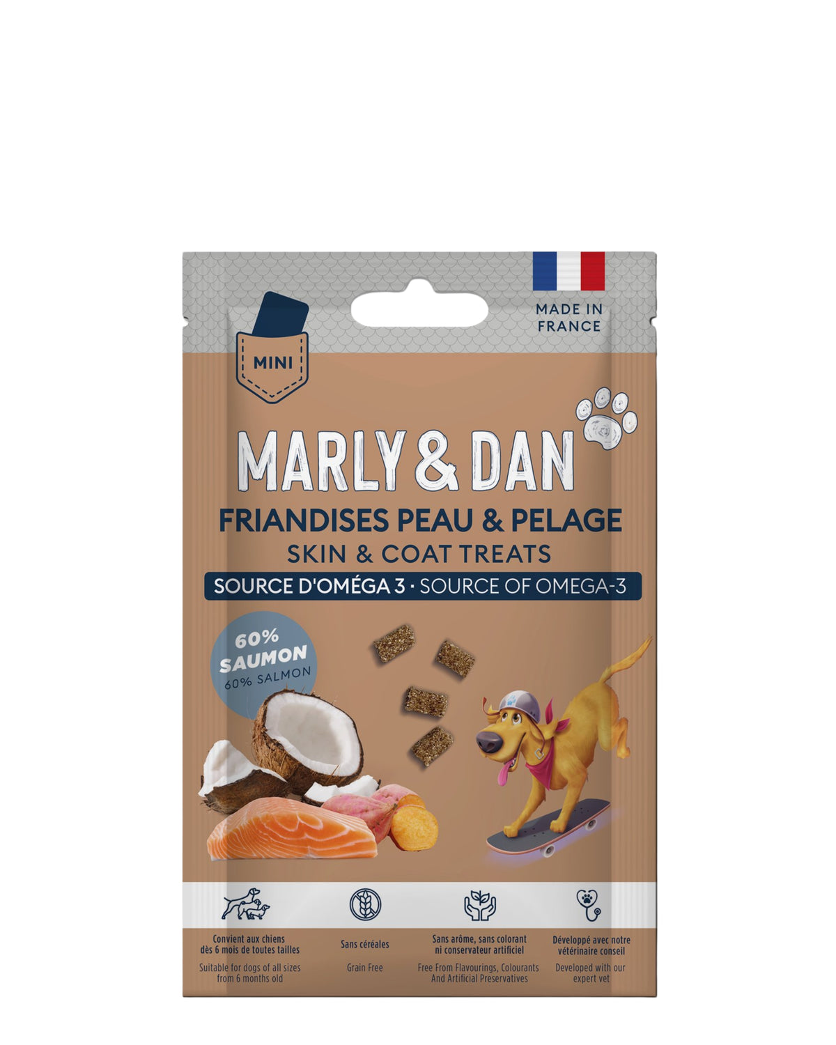 Deri ve Tüy Sağlığı İçin Somonlu Mini Köpek Ödülü Marly&Dan Skin & Coat