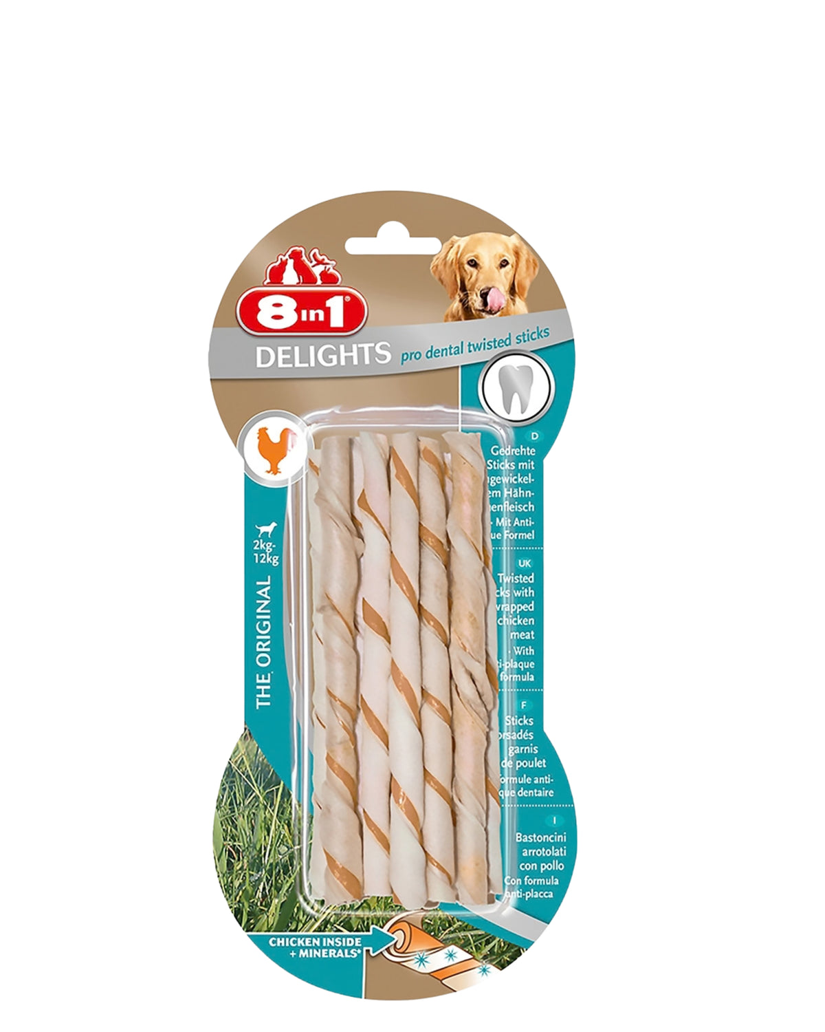 Diş Bakımı İçin Tavuklu Burgu Çiğneme Çubukları 8in1 PRO Dental Twisted Sticks