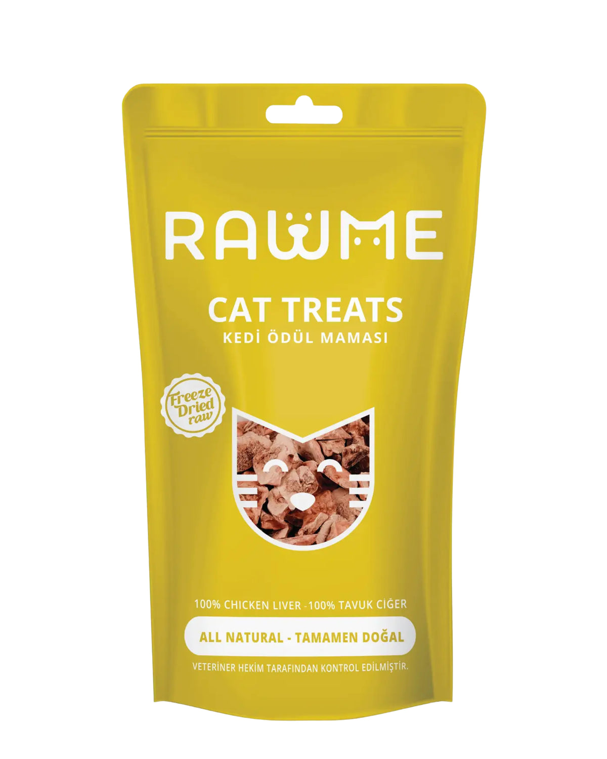 Dondurularak Kurutulmuş Tavuk Ciğer Küpleri Kedi Ödülü Rawme, 40gr