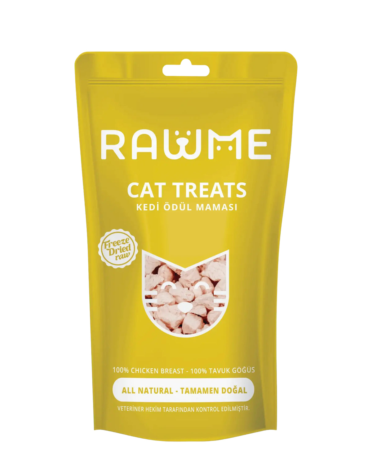 Dondurularak Kurutulmuş Tavuk Göğsü Küpleri Kedi Ödülü Rawme, 40gr