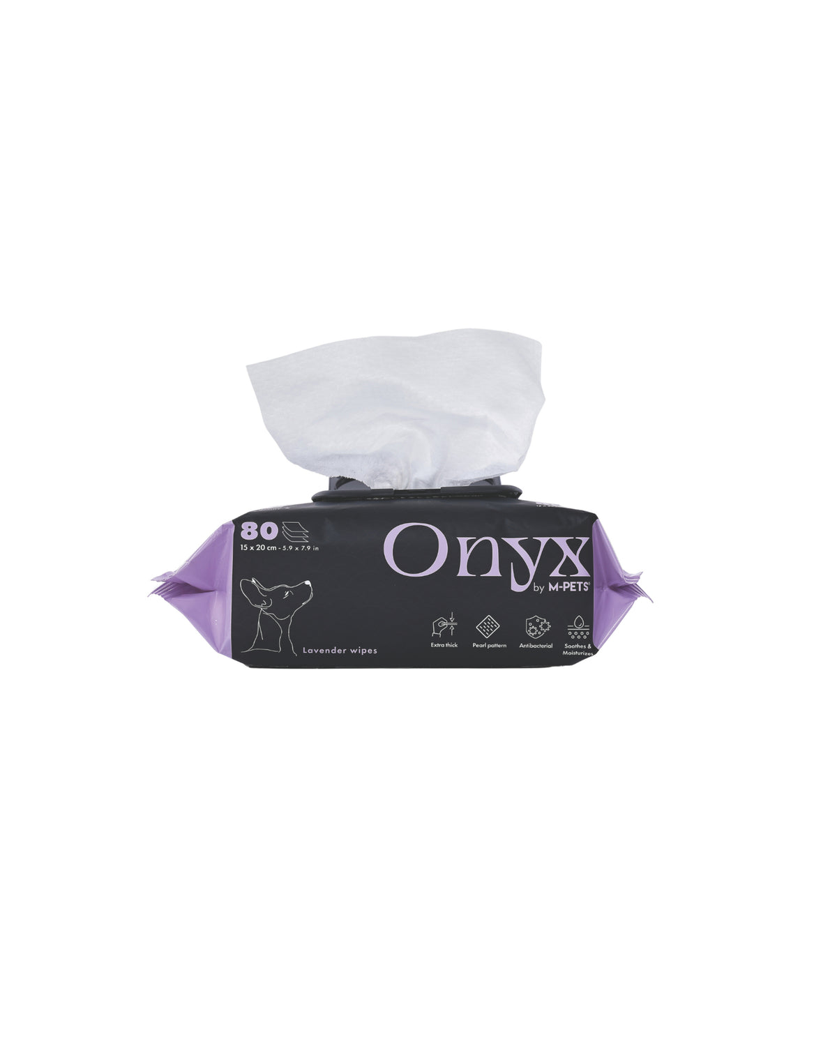 Ekstra Kalın Lavanta Kokulu Kedi ve Köpek Temizleme Mendili 80'li M-Pets Onyx Lavender Wipes