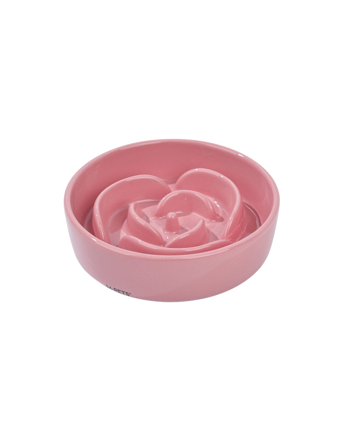 Seramik Yavaş Yeme Kabı Gül Desenli 300 ml Pembe Kedi ve Köpek M-Pets Sérène Rose Pink Coral