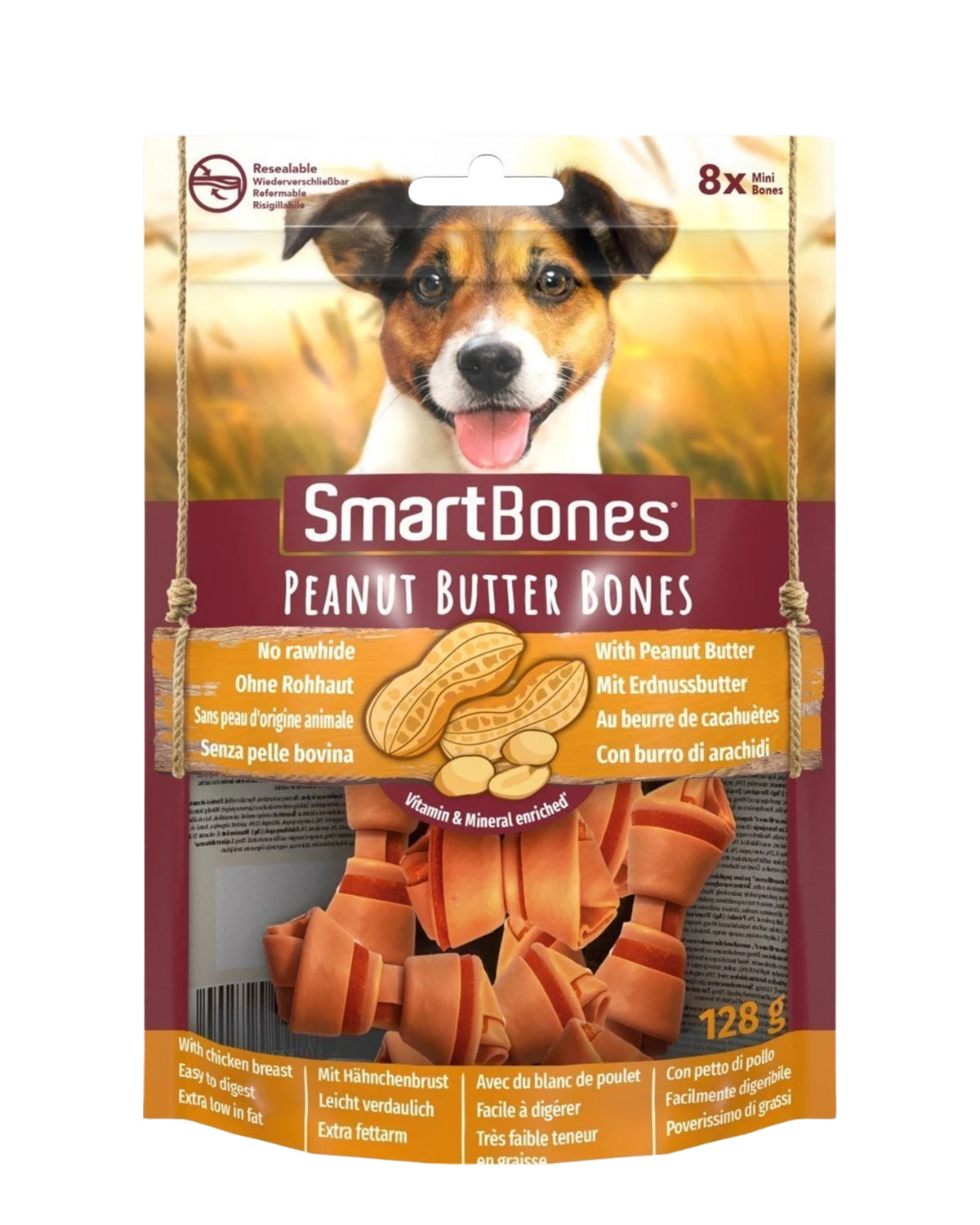 Fıstık Ezmeli ve Tavuklu Mini Kemik Çiğneme Ödülü SmartBones Peanut Butter Bones