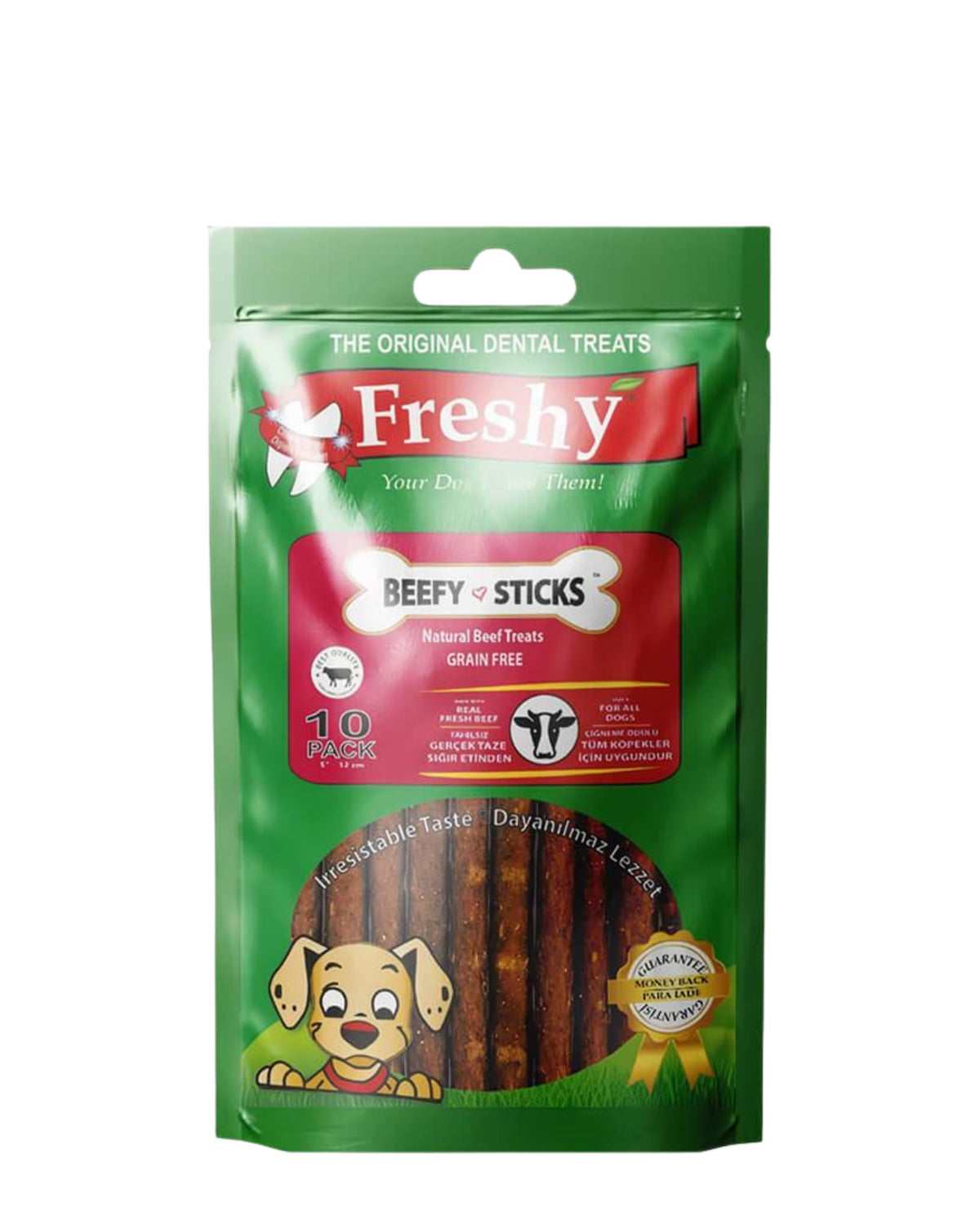 Gerçek Sığır Etinden Yumuşak Çubuk Köpek Ödülü Freshy Beefy Sticks 10 Adet