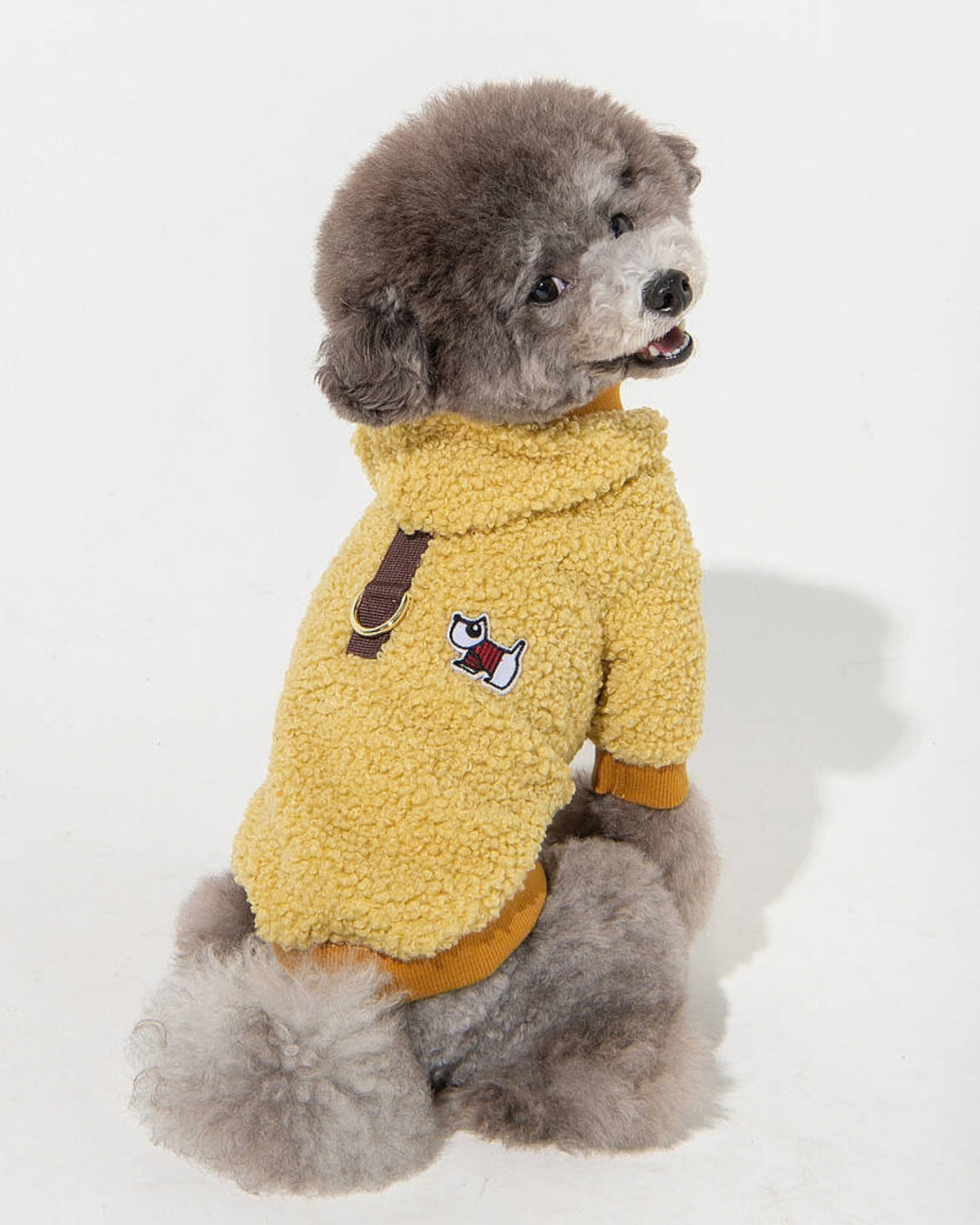 Göğüs Tasmalı Kapüşonlu Peluş Açık Sarı Köpek Sweatshirtü Puppia Lasta