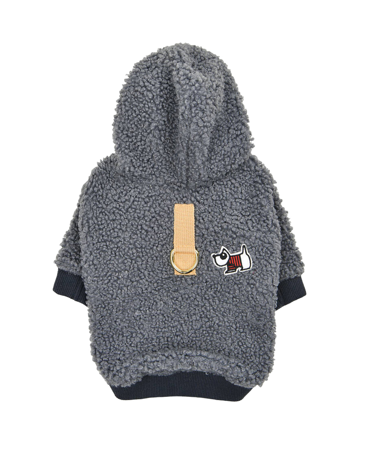 Göğüs Tasmalı Kapüşonlu Peluş Gri Mavi Köpek Sweatshirtü Puppia Lasta