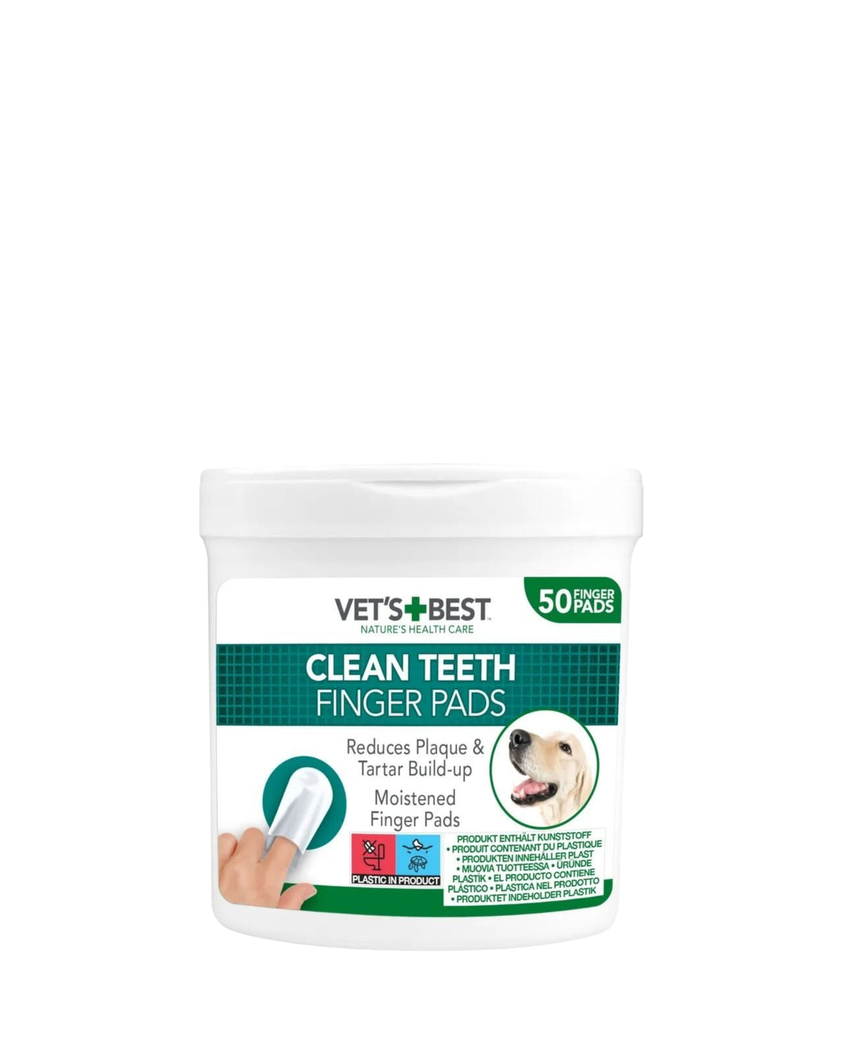 Diş Temizleme Parmak Pedi Köpekler İçin Vet's Best Clean Teeth Finger Pads, 50 Adet