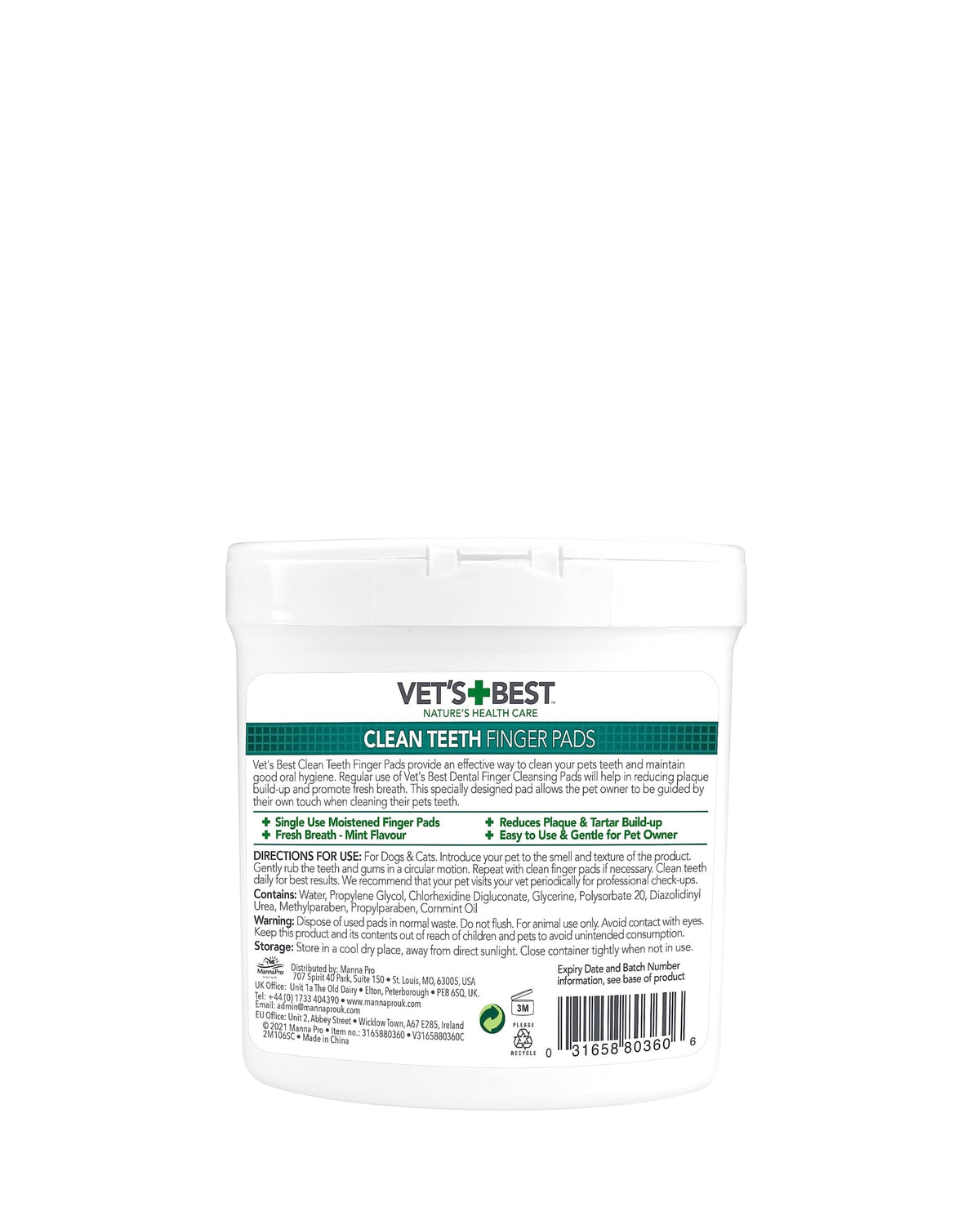 Diş Temizleme Parmak Pedi Köpekler İçin Vet's Best Clean Teeth Finger Pads, 50 Adet