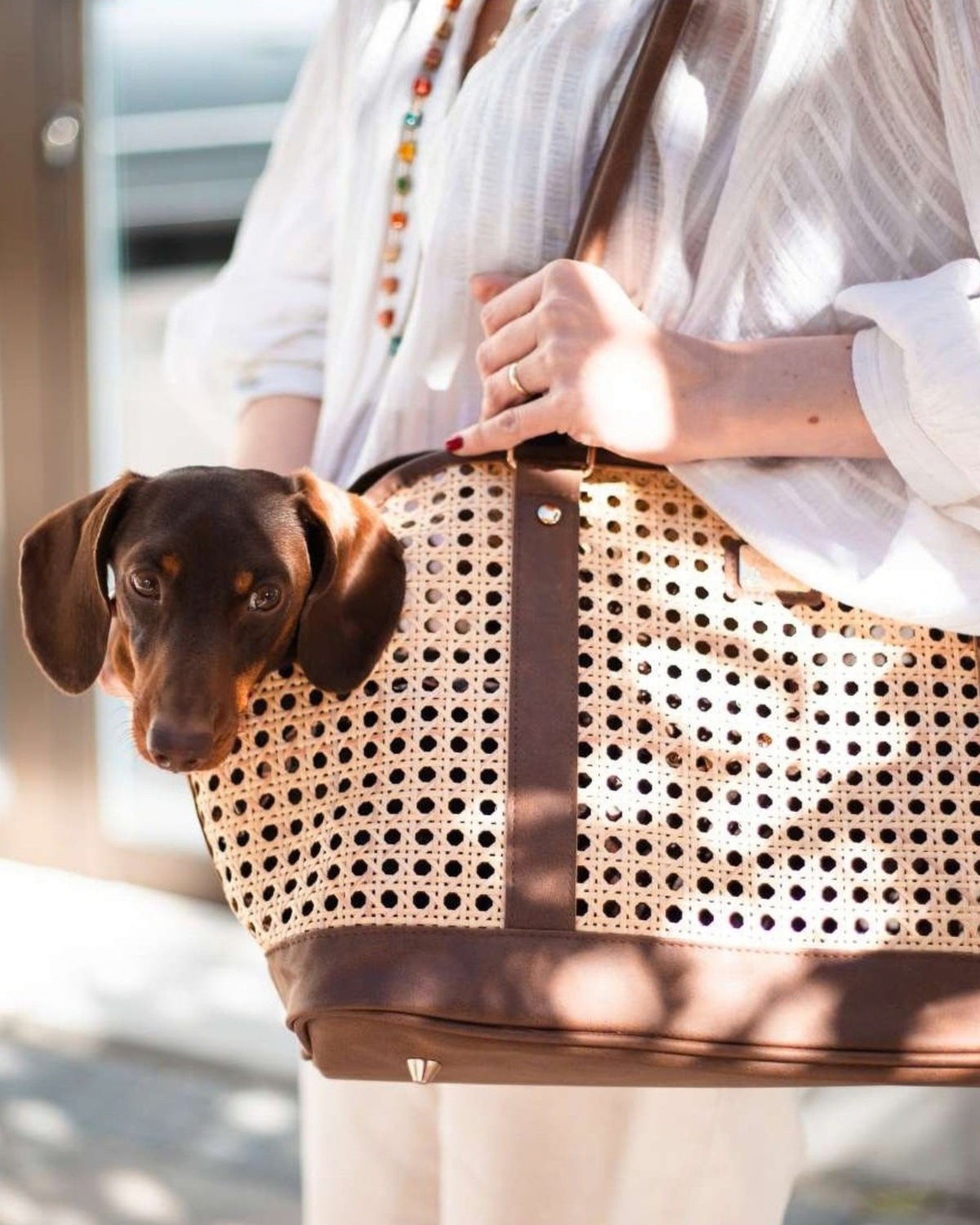 Hasır Görünümlü Köpek Taşıma Çantası Milk&Pepper Bali Bag