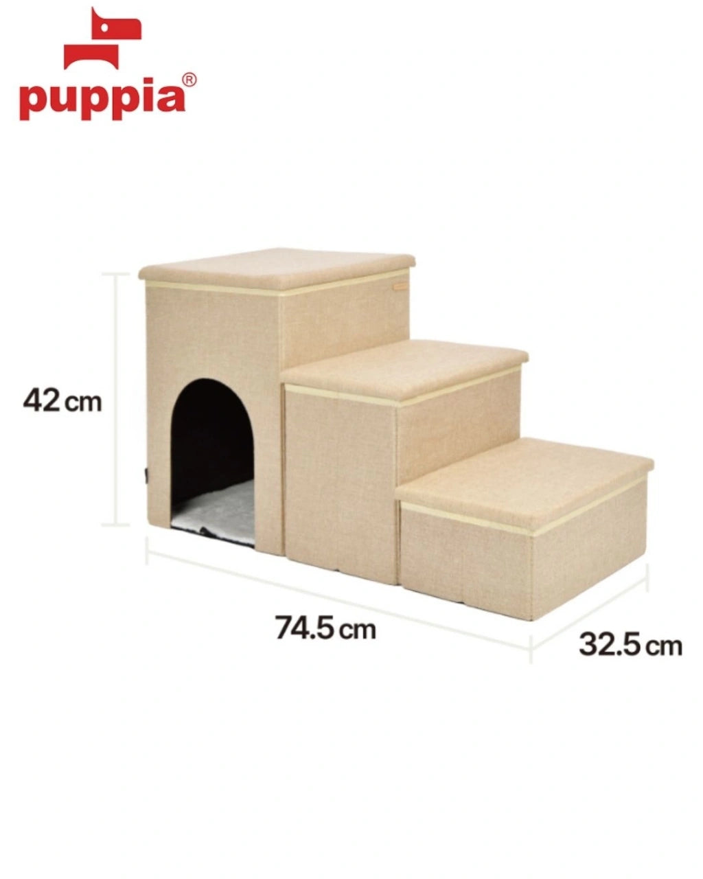 Puppia Cuddleclimb 3 Basamaklı ve Saklama Hazneli Evcil Hayvan Merdiveni