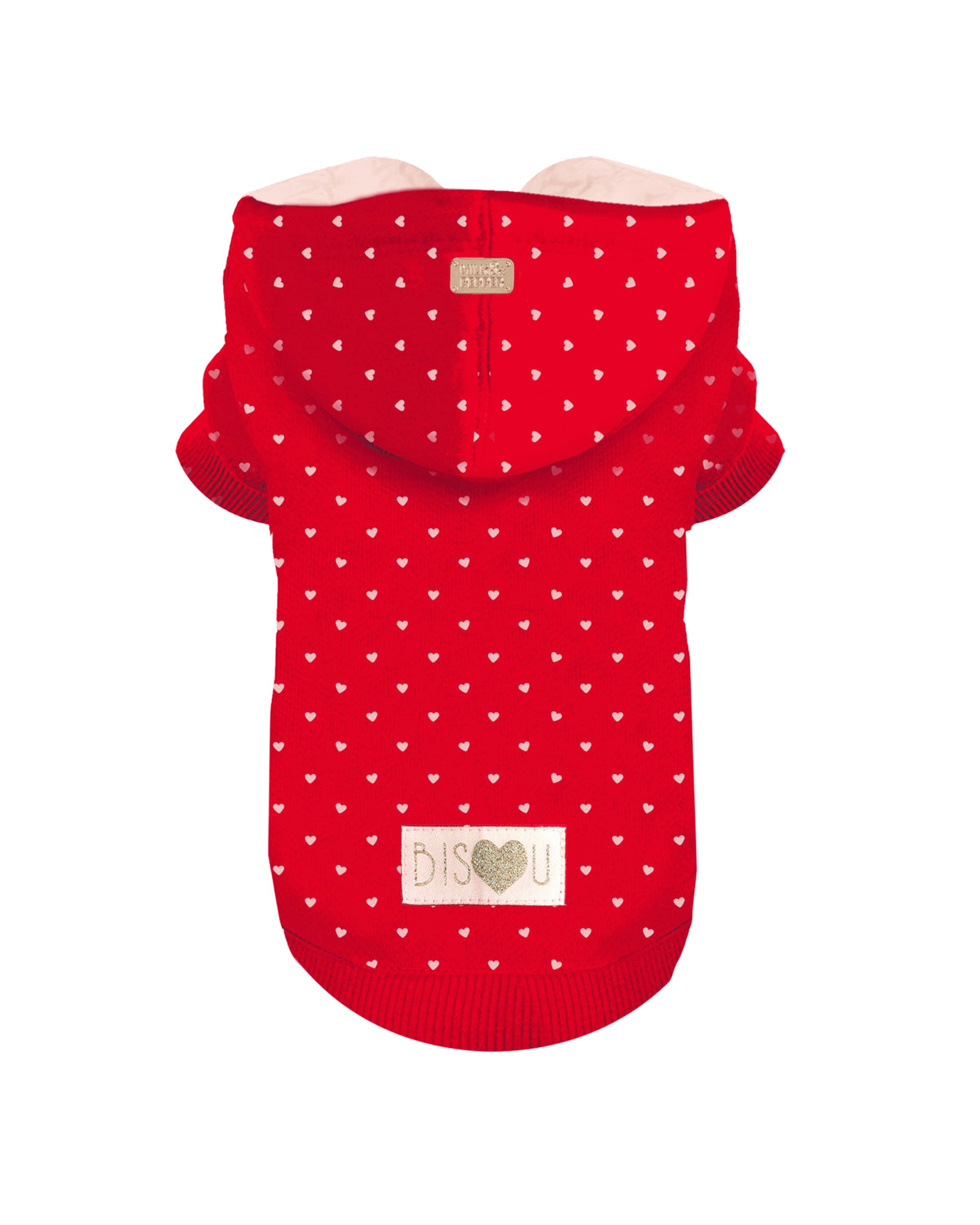 Kalp Desenli Kapüşonlu Köpek Sweatshirti Milk&Pepper Juliette Kırmızı