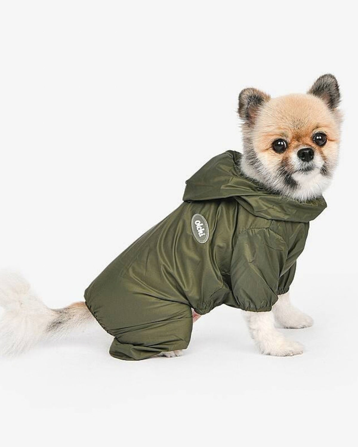 Kapüşonlu Ultra Hafif Haki Köpek Yağmurluğu Olchi Candy All in One Raincoat