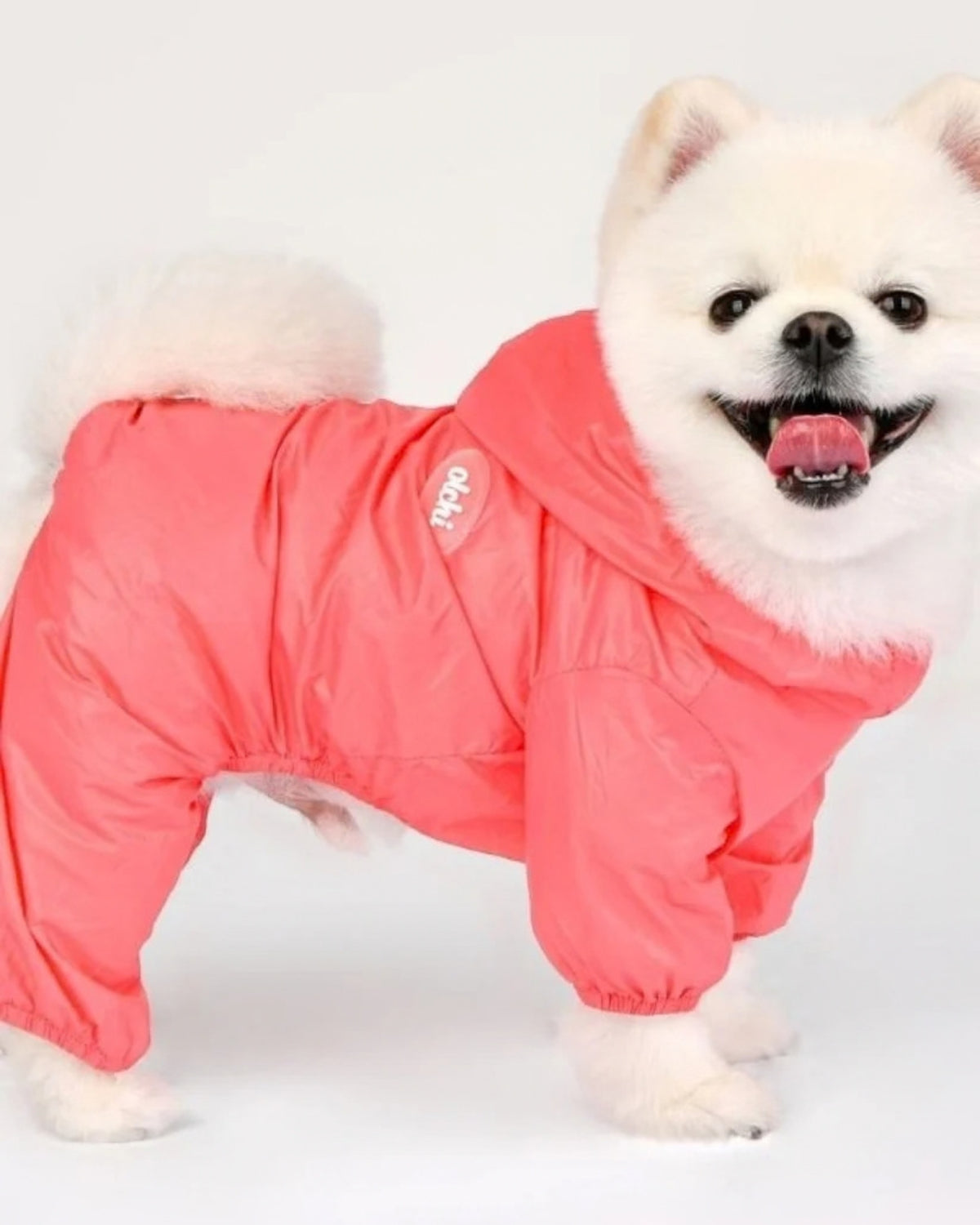 Kapüşonlu Ultra Hafif Pembe Köpek Yağmurluğu Olchi Candy All in One Raincoat