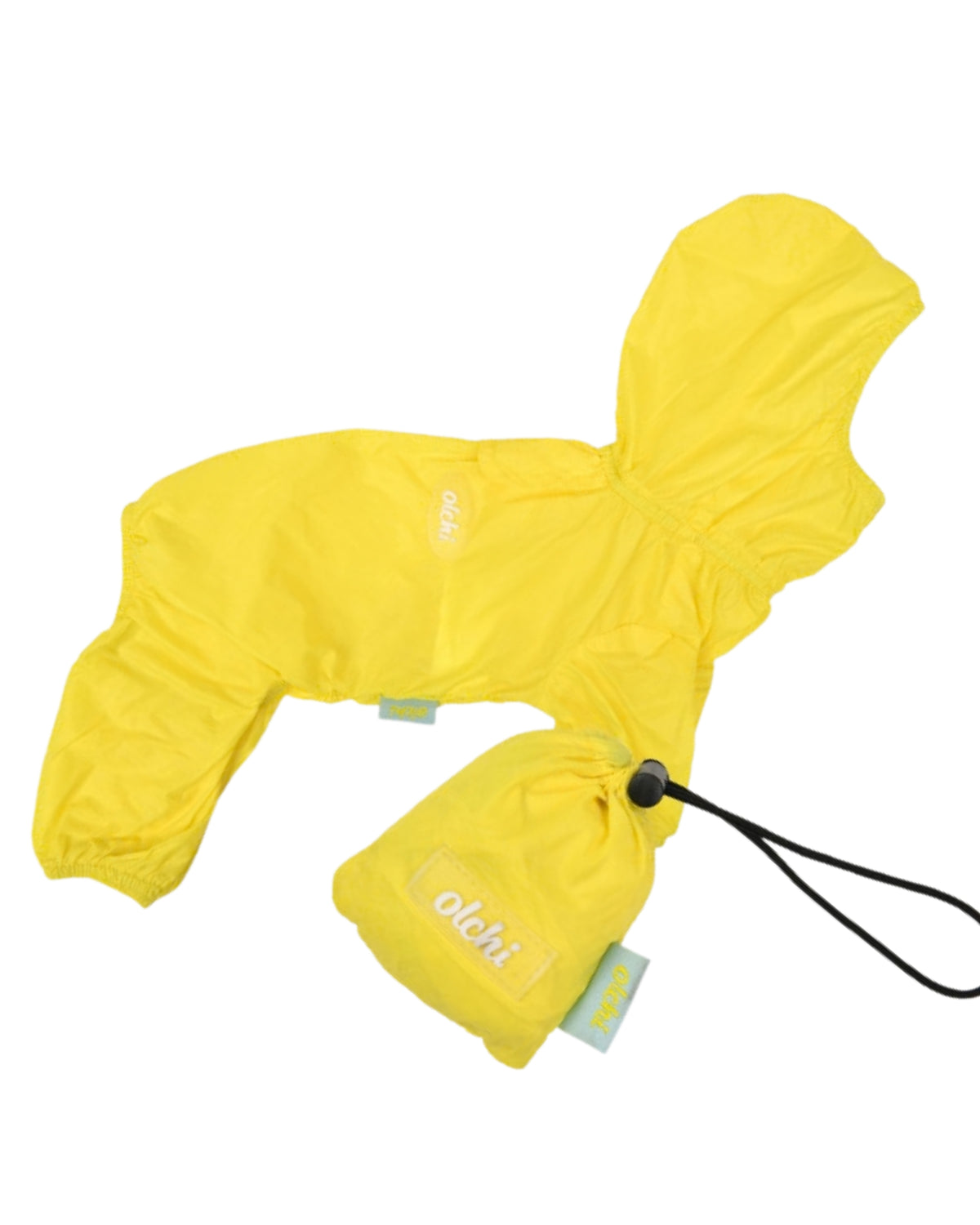 Kapüşonlu Ultra Hafif Sarı Köpek Yağmurluğu Olchi Candy All in One Raincoat