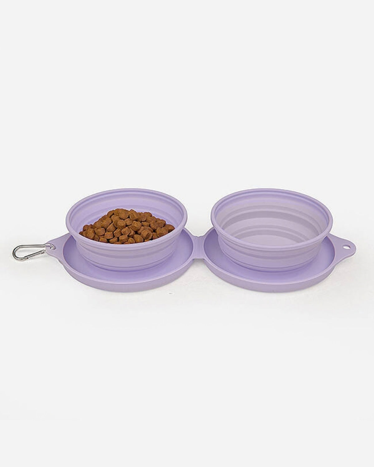 Katlanabilir Çift Hazneli Lila Silikon Köpek Seyahat Kabı Olchi Smile Dual Bowl