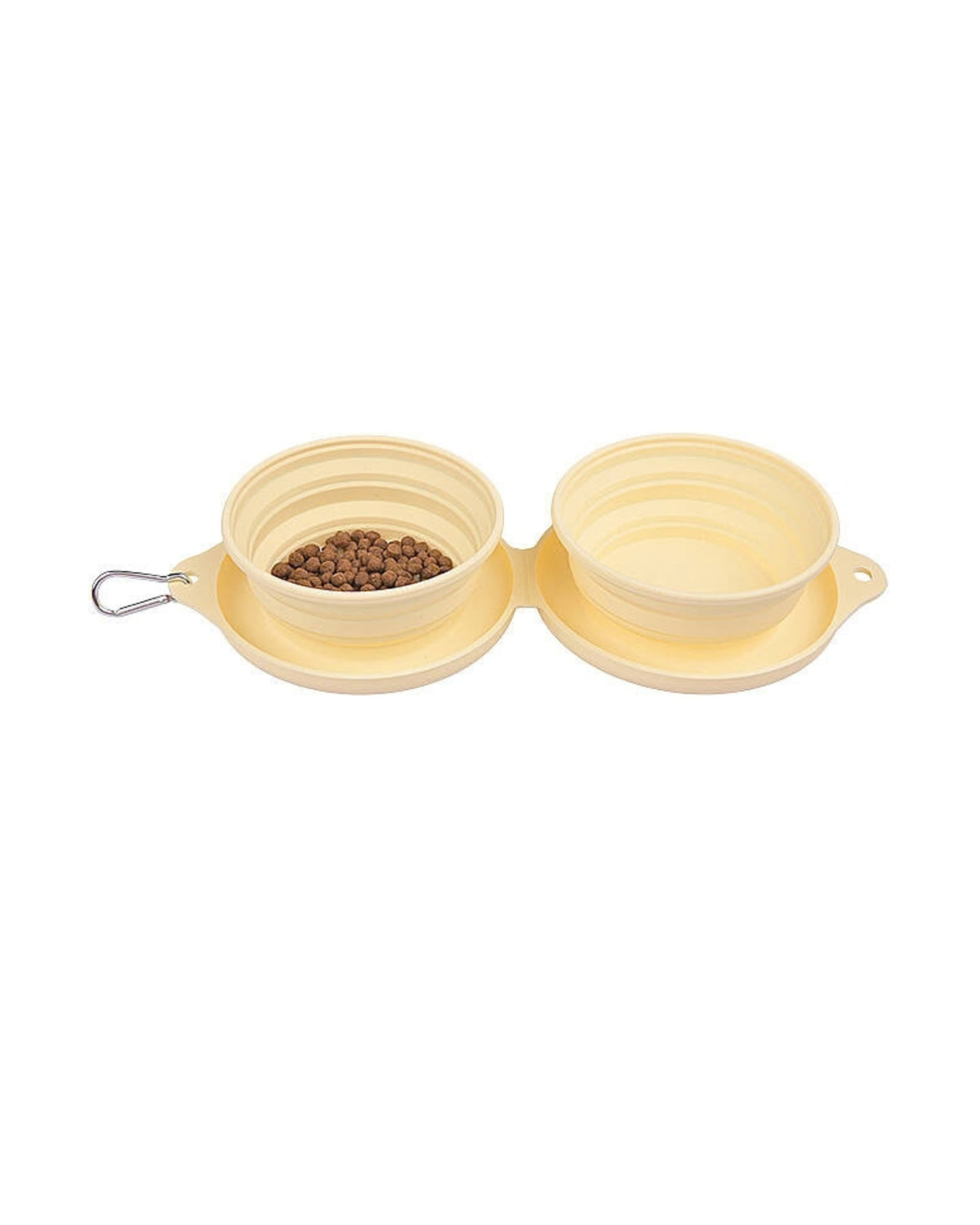 Katlanabilir Çift Hazneli Sarı Silikon Köpek Seyahat Kabı Olchi Smile Dual Bowl
