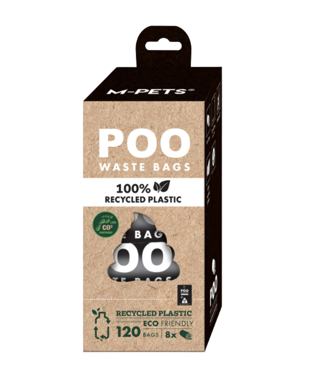 Kokusuz Geri Dönüştürülmüş Köpek Kaka Poşeti 8 Rulo 120'li M-Pets POO Unscented