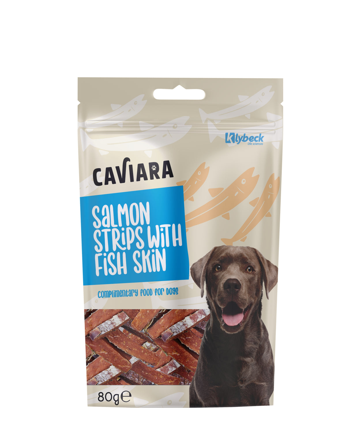 Köpekler İçin Balık Derili Somon Şeritleri Caviara Salmon Strips With Fish Skin, 80g