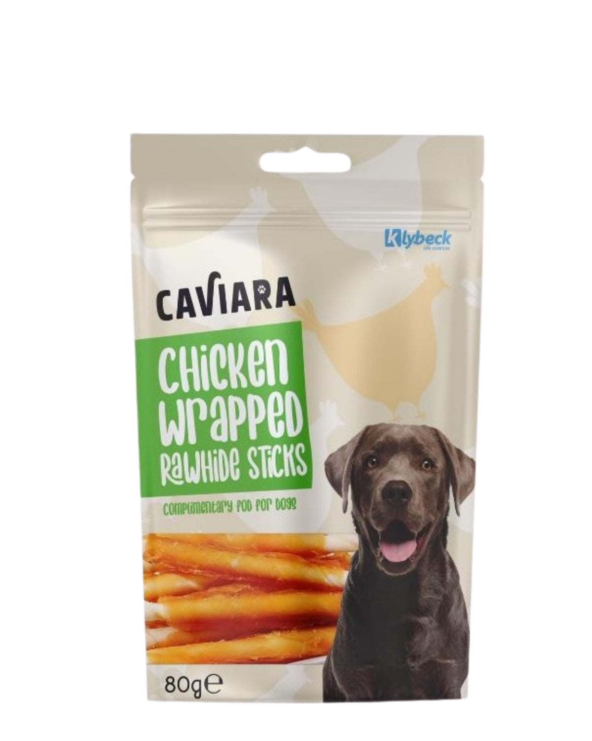 Köpekler İçin Tavuk Sarılı Çiğneme Çubukları Caviara Chicken Wrapped Rawhide Sticks, 80g