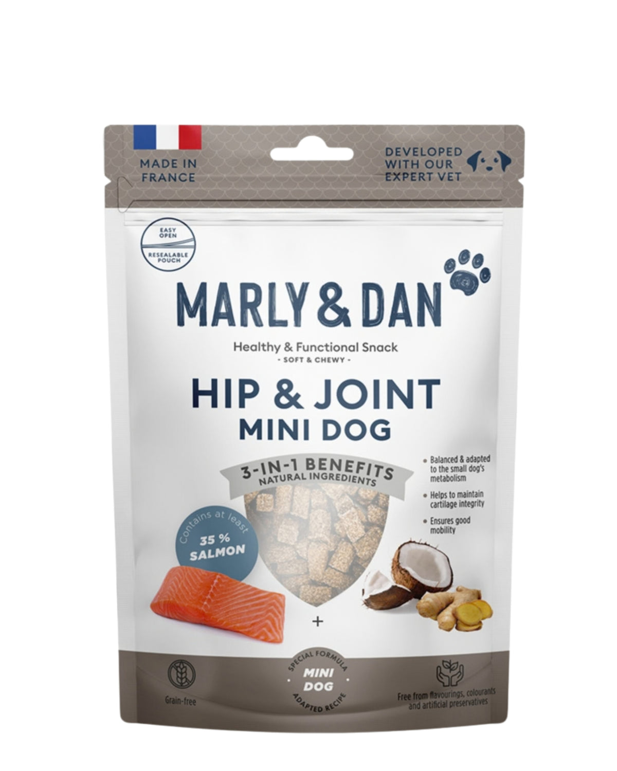 Küçük Irk Köpekler İçin Eklem Destekleyici Somonlu Ödül Marly&Dan Hip & Joint Mini Dog
