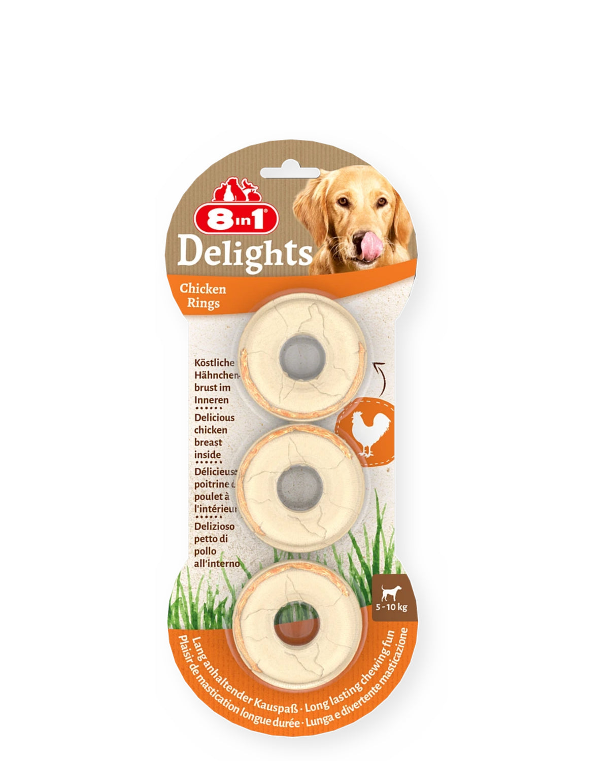 Küçük Irk Köpekler İçin Tavuklu Halka Çiğneme Ödülü 8in1 Delights Chicken Rings S