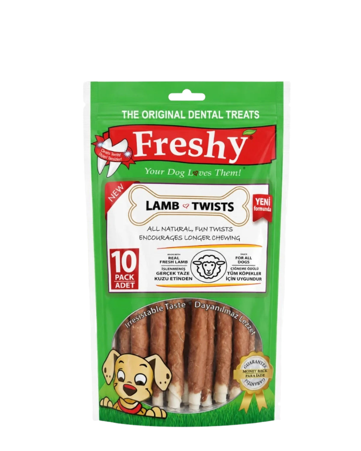 Kuzu Etli Burgu Çubuk Köpek Ödülü Freshy Lamb Twists 10 Adet