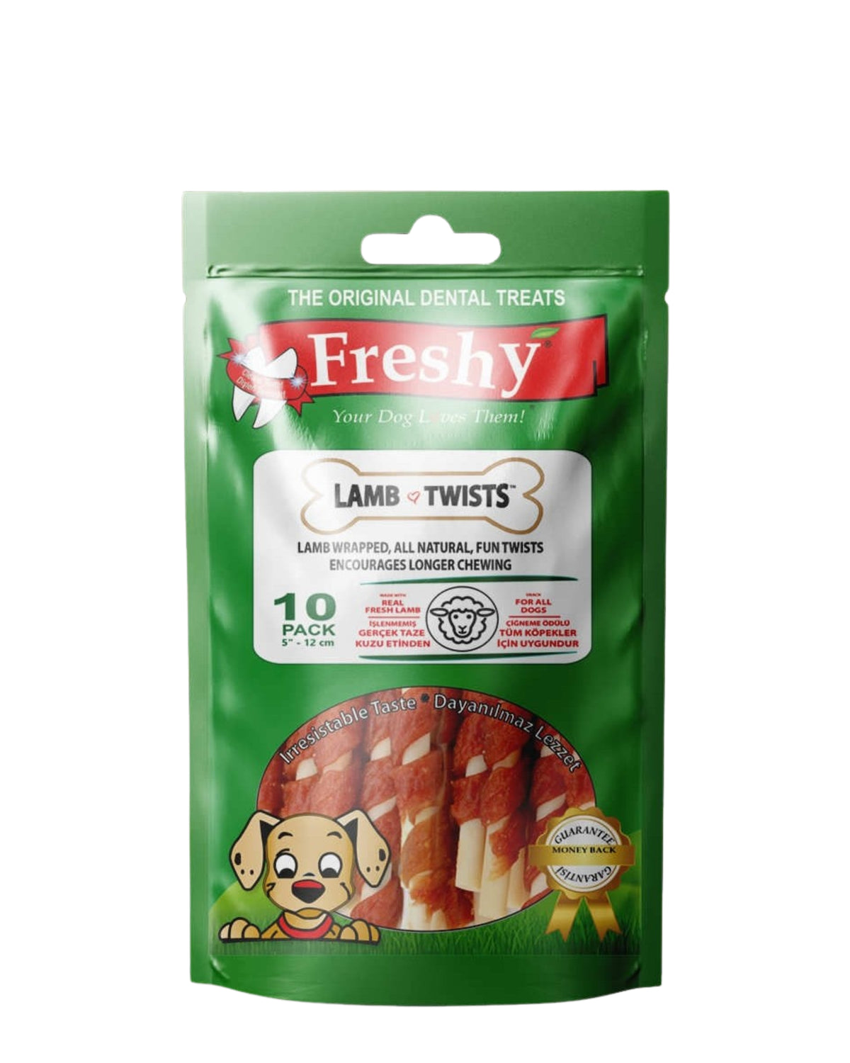 Kuzu Etli Burgu Çubuk Köpek Ödülü Freshy Lamb Twists 10 Adet