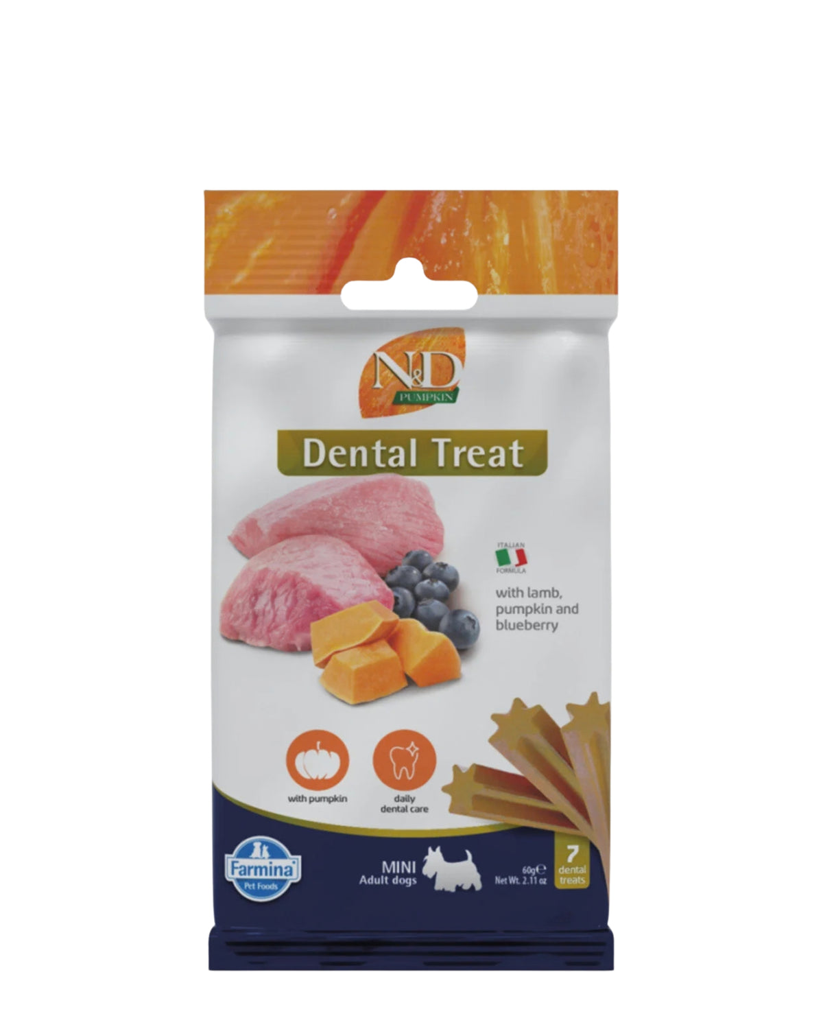 Kuzu ve Yaban Mersinli Orta Irk Köpek Diş Bakım Ödülü N&D Dental Treat Lamb & Blueberry Medium