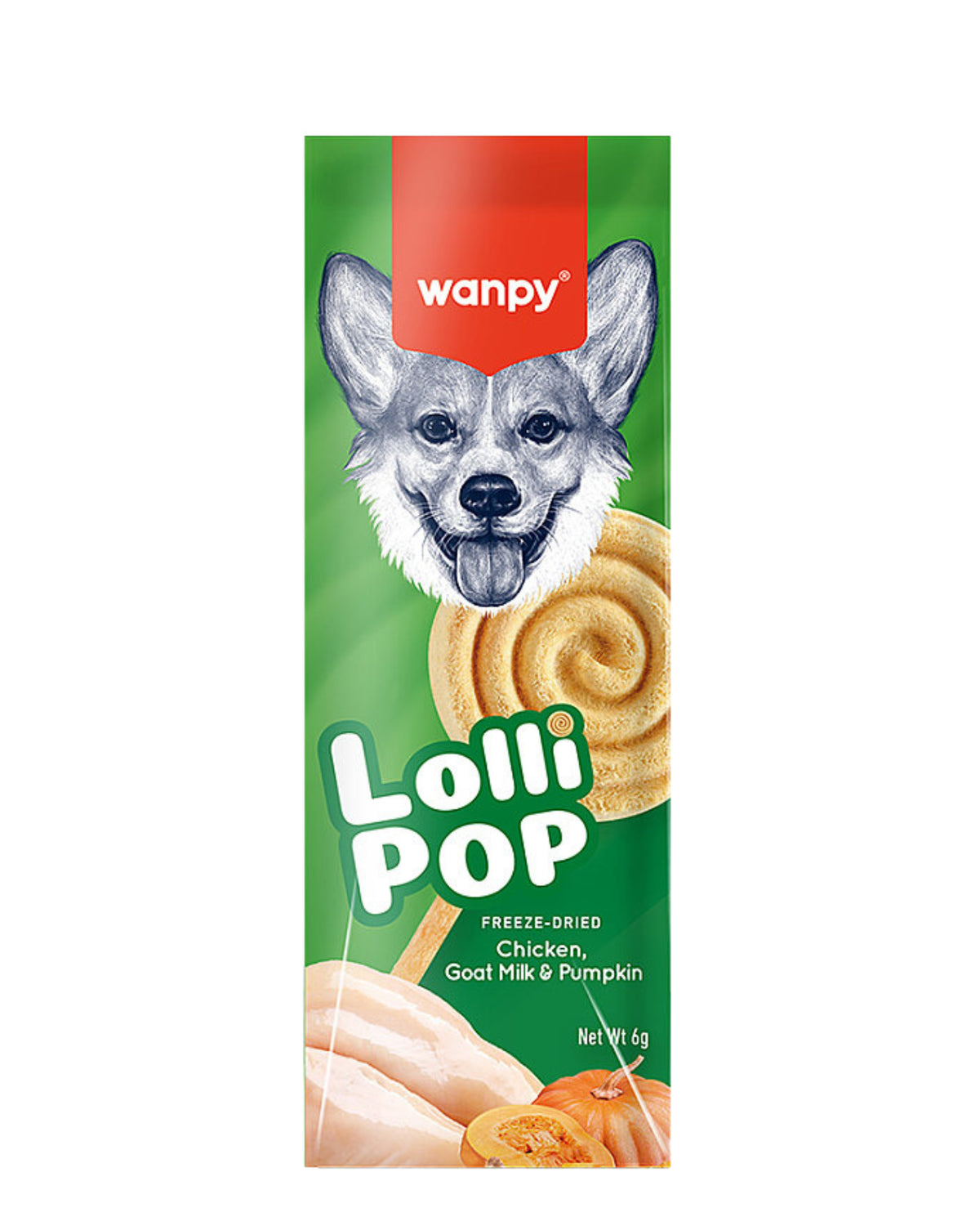 Balkabaklı Köpek Ödülü Wanpy Freeze-Dried Lollipops, 6gr