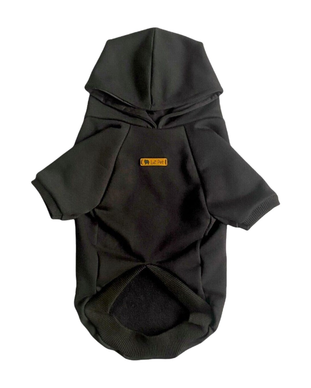 İçi Polarlı Kapüşonlu Siyah Köpek Sweatshirtü Luli Pet Basic Hoodie