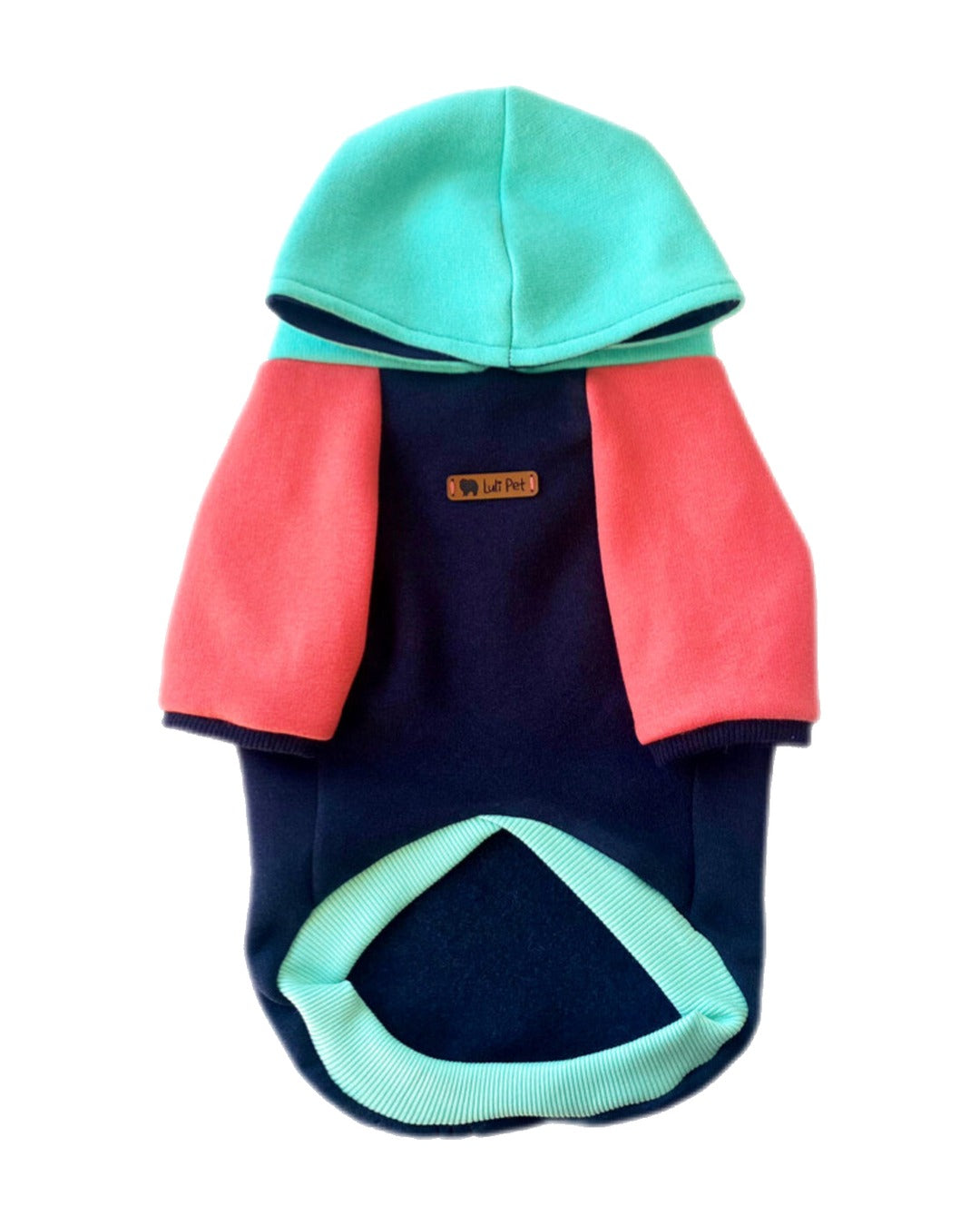 İçi Polarlı Kapüşonlu Blok Renkli Köpek Sweatshirtü Luli Pet Color Block Hoodie