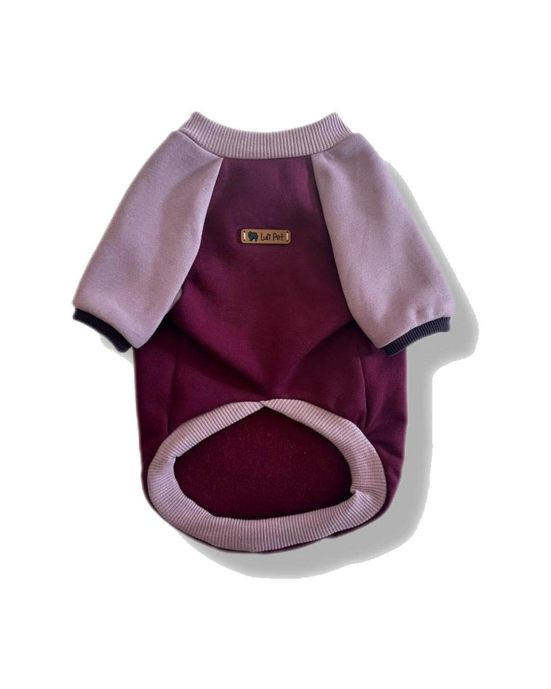 İçi Polarlı Bordo Lila Parçalı Köpek Sweatshirtü Luli Pet Color Block Sweatshirt
