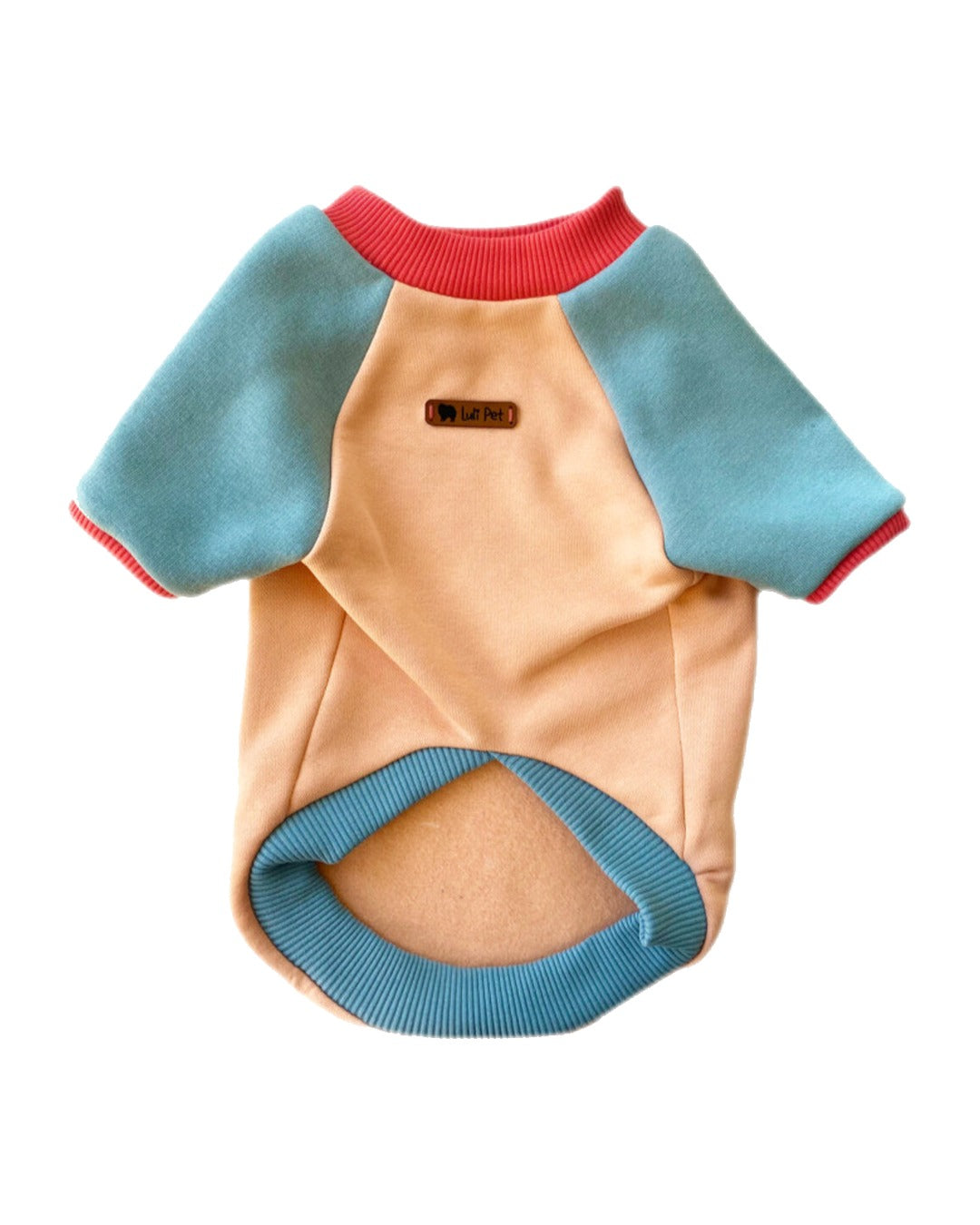 İçi Polarlı Somon Mavi Blok Renkli Köpek Sweatshirtü Luli Pet Color Block Sweatshirt